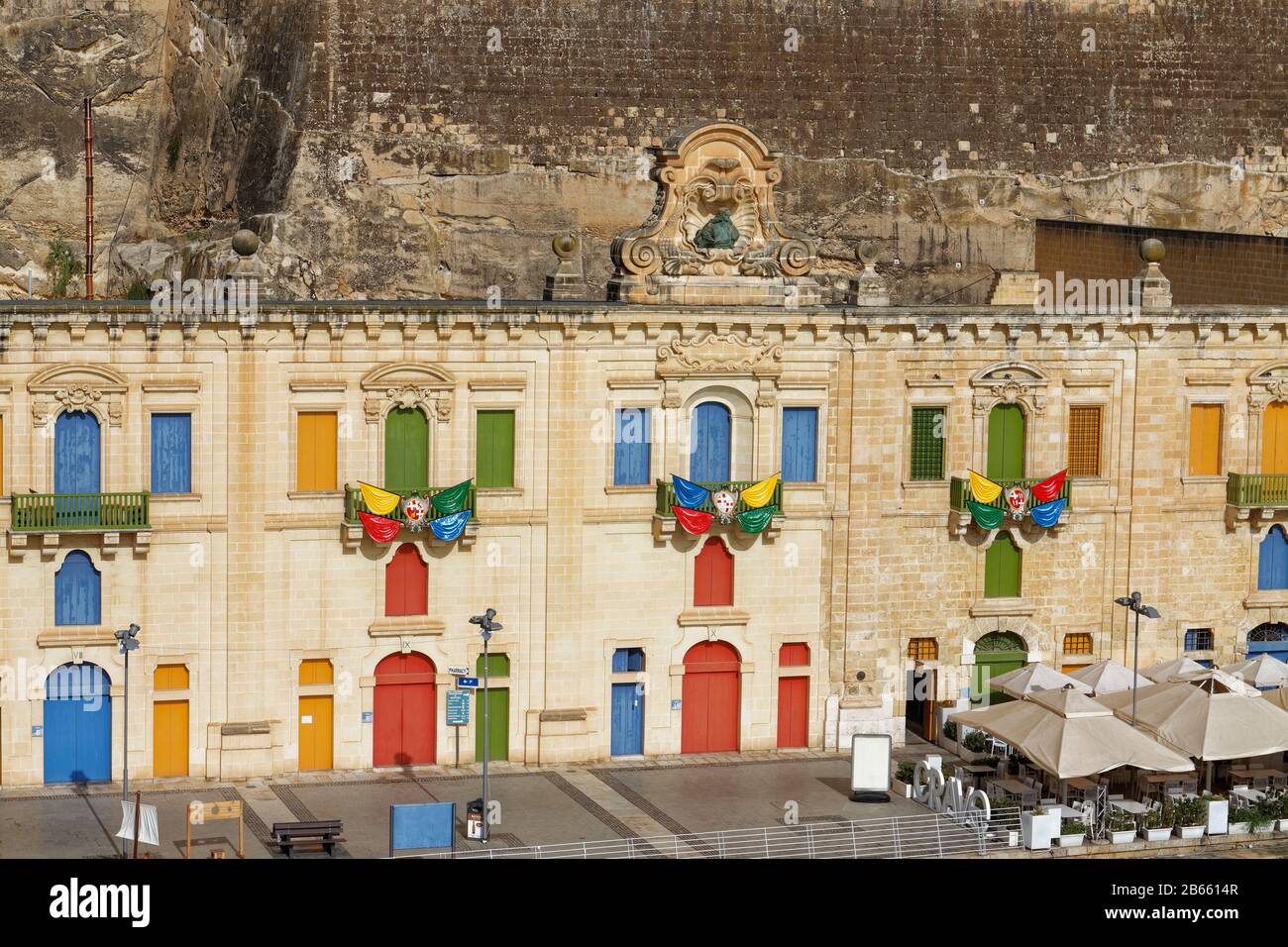 The Colourful traditional Shuttered Cafe and Restaurant terraced