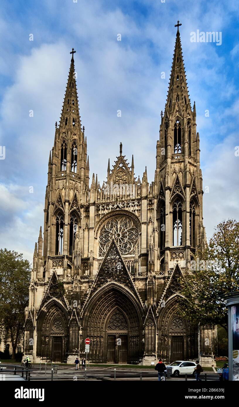 the Rouen Cathedral – known as Notre-Dame de l'Assomption de Rouen is a Roman Catholic church ,The magnificent Gothic cathedral of Rouen has the highest church spire in France and a wealth of art, history and architectural details Stock Photo