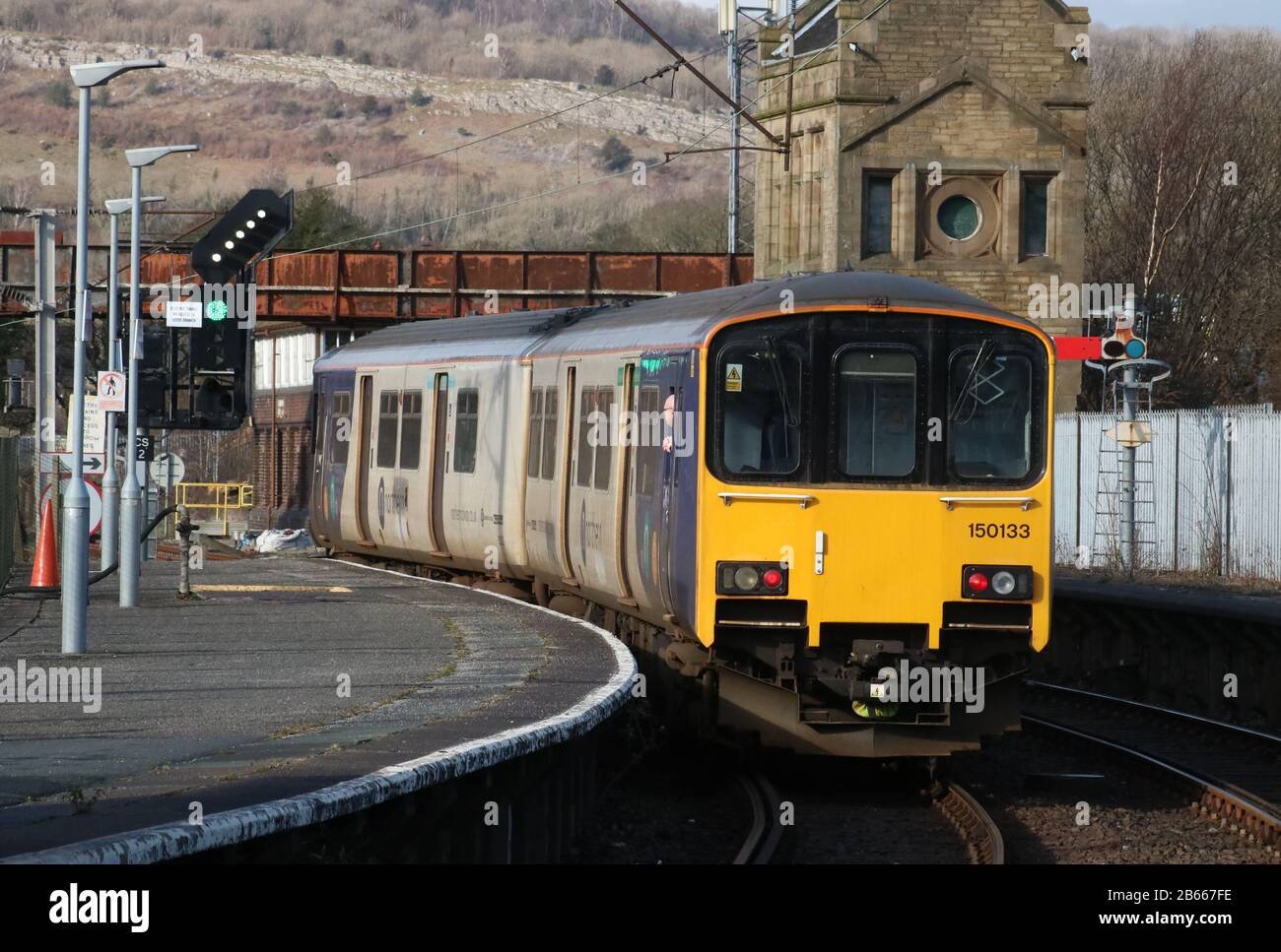 New operator for Northern franchise. Diesel multiple unit, Monday 2nd March 2020 leaving Carnforth operated by HM Governments operator of last resort. Stock Photo