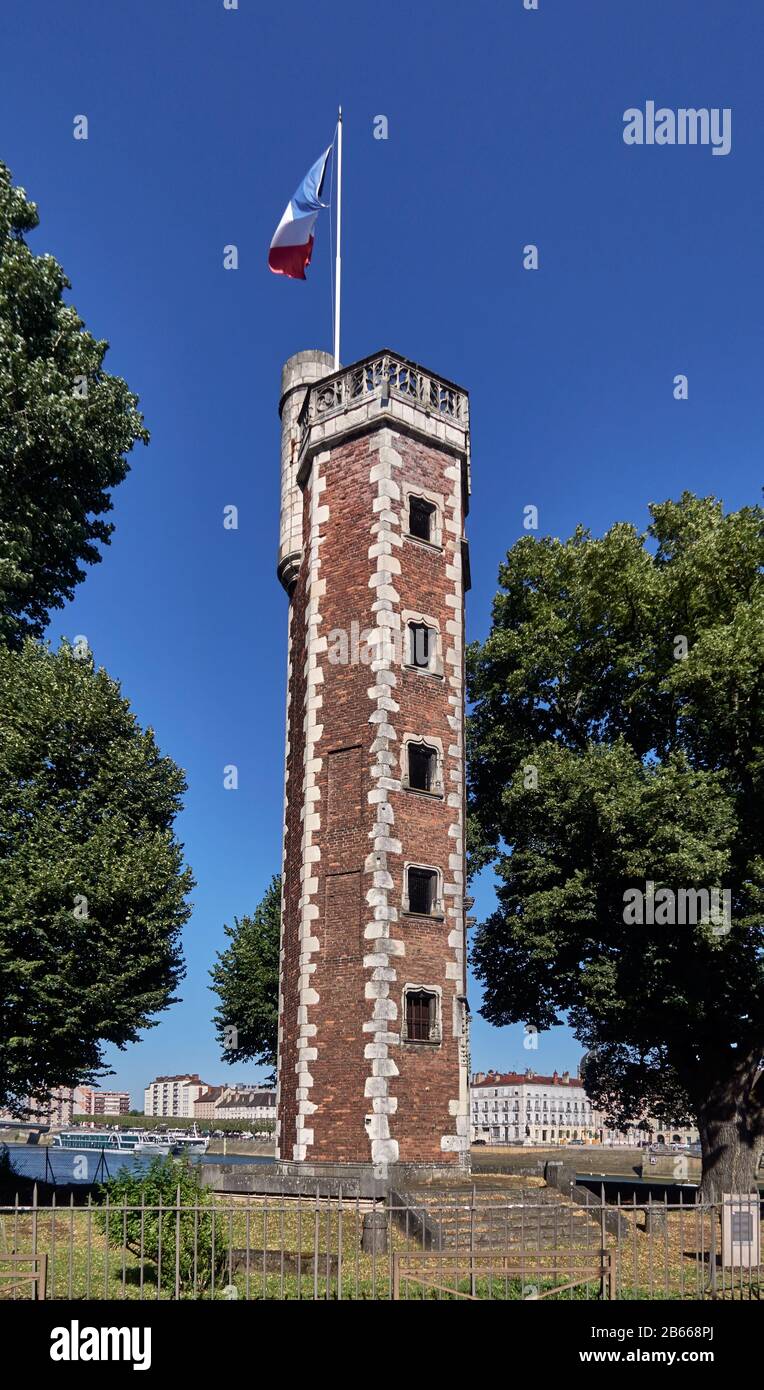 Europe, Chalon-sur-Saône city, Bourgogne-Franche-Comté, department, the tower of the Deanery, originally, it was the staircase tower of the residence of the dean of the Chamoines of the cathedral Stock Photo