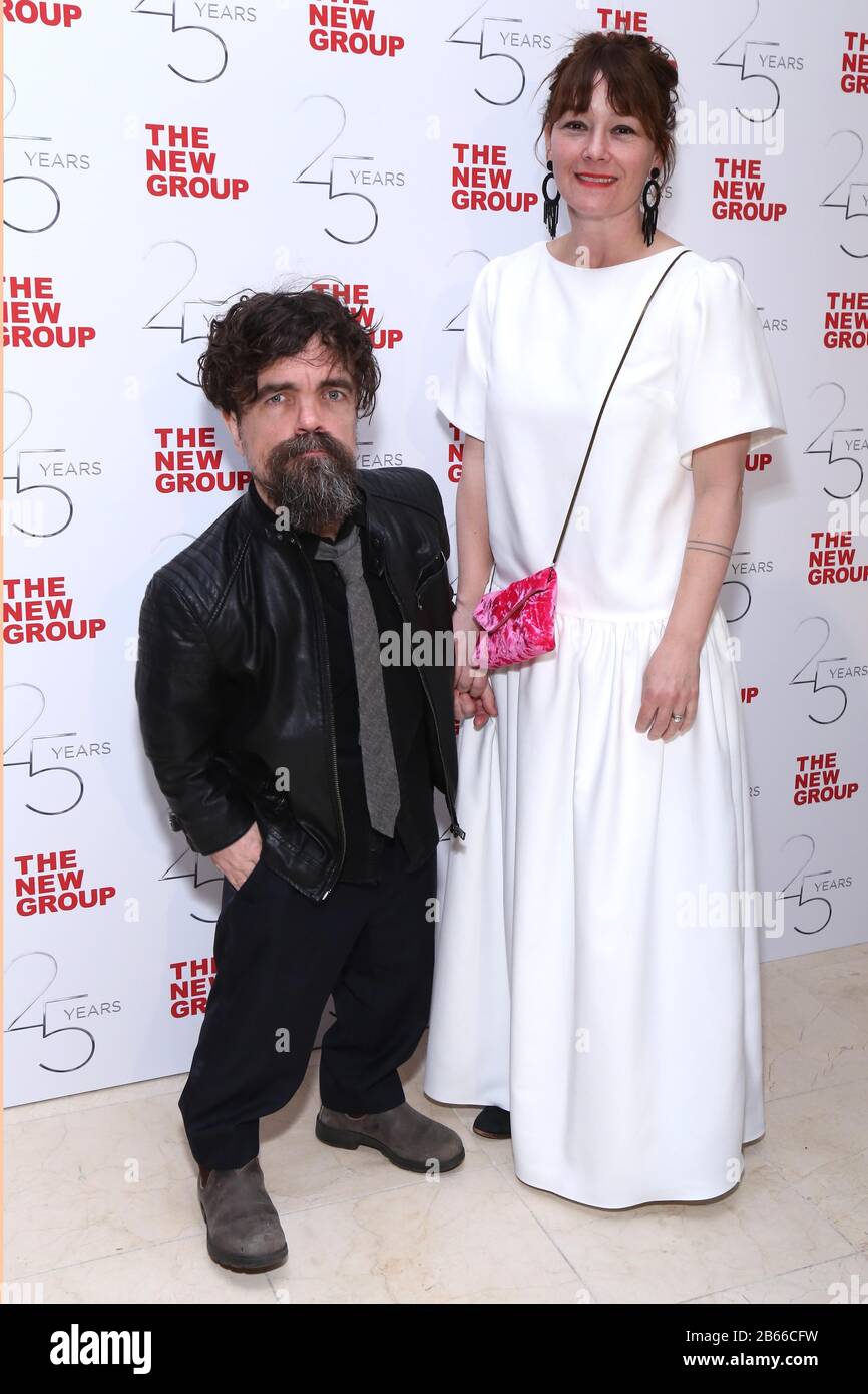New York, NY, USA. 9th Mar, 2020. Peter Dinklage and Erica Schmidt at Off-Broadway's The New Group 25th Annual Gala held at Guastavino's on March 9, 2020, in New York City. Credit: Joseph Marzullo/Media Punch/Alamy Live News Stock Photo