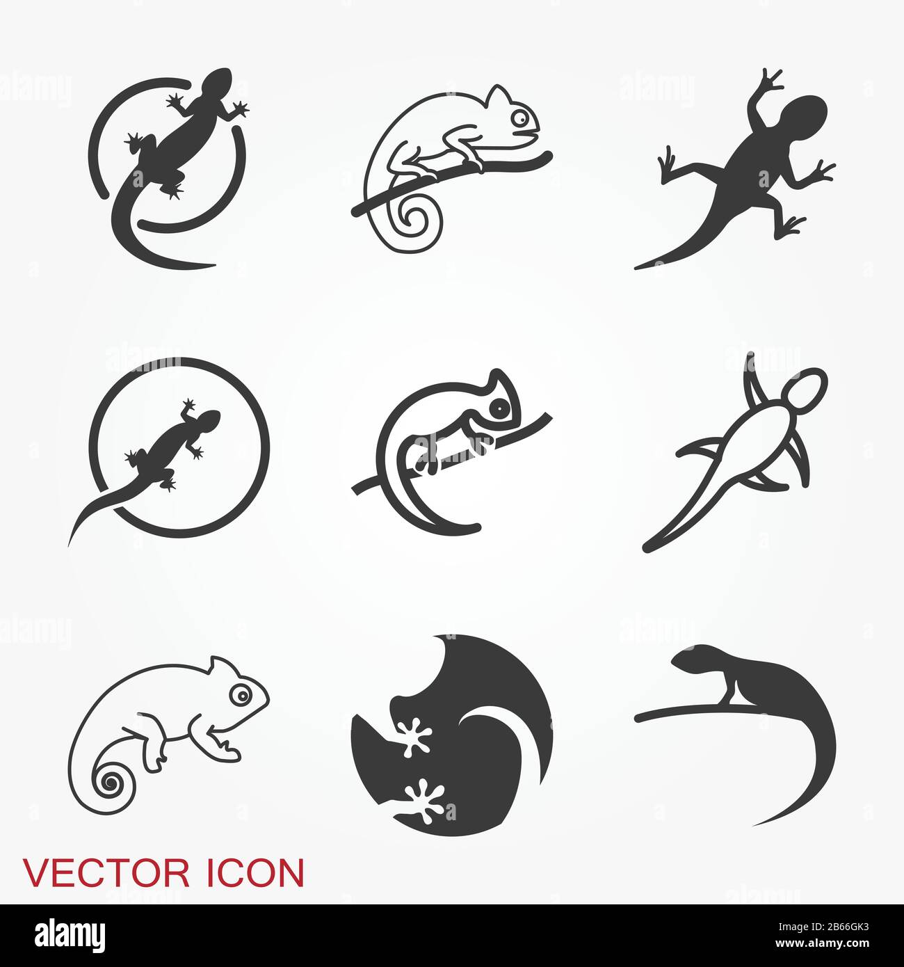 Vector Lizard icon on white background, Vector gecko Stock Vector