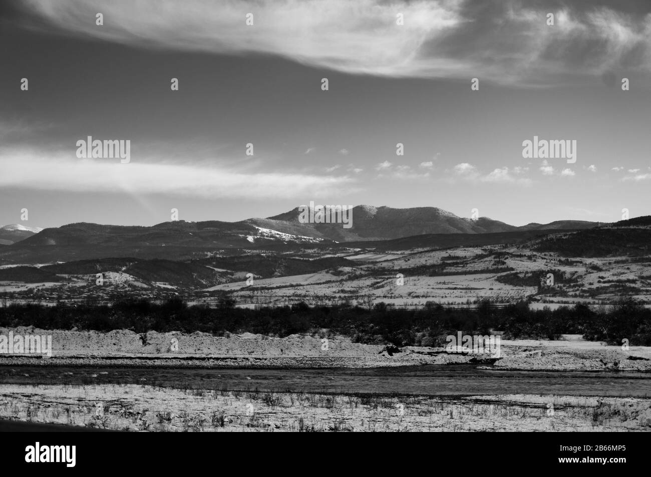 Beautiful landscape caucasus mountains Black and White Stock Photos ...