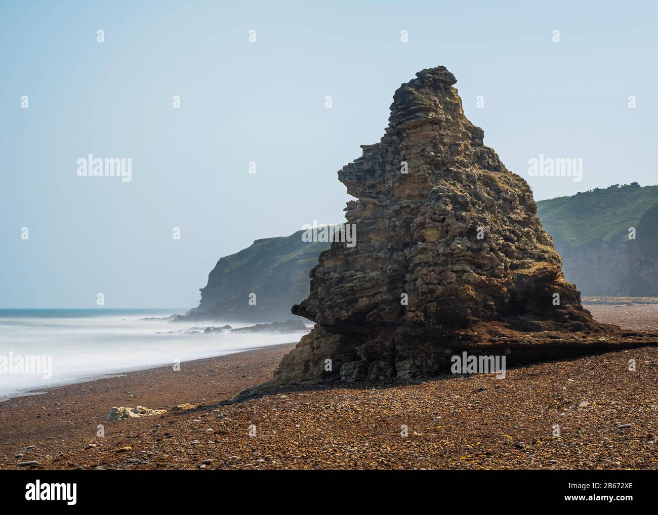 Sea stack on Blast Beach near Seaham, a bay on the 'Coal Coast' of Country Durham, England Stock Photo