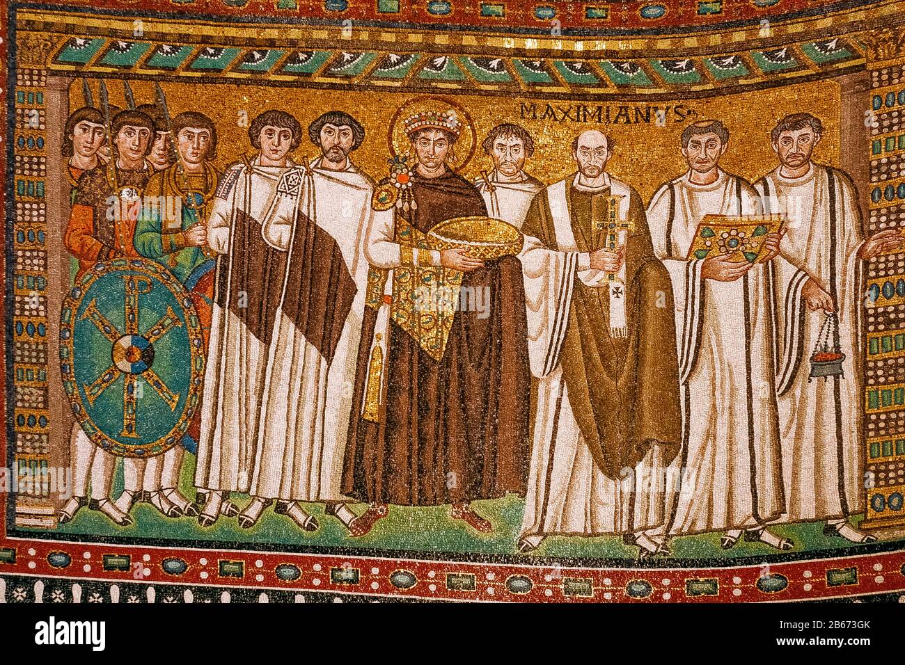Italy Emilia Romagna Ravenna - San Vitale basilica - Emperor Justinian I and his court Stock Photo
