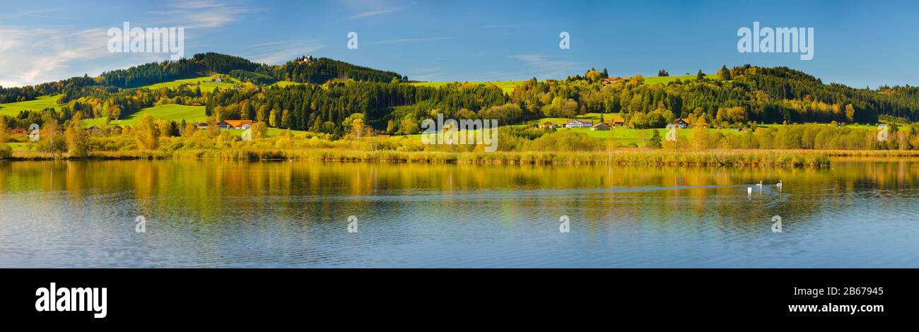 Panorama Landschaft im Allgäu vor den Bergen Stock Photo