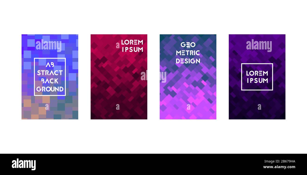 Cards set with geometry texture. Vector illustration. Gradient. Stock Vector