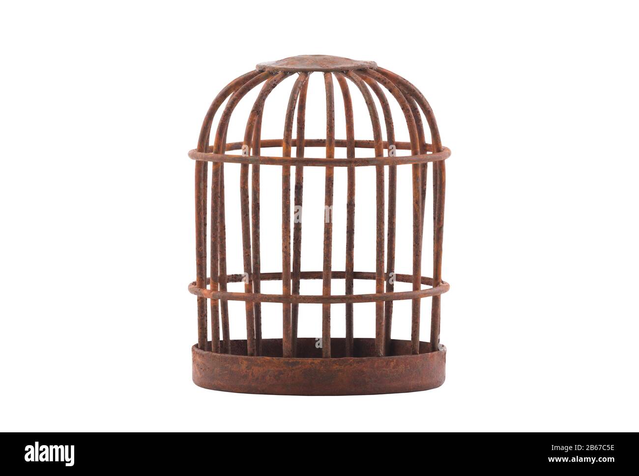 Retro rusty cage isolated on white background with clipping path Stock Photo