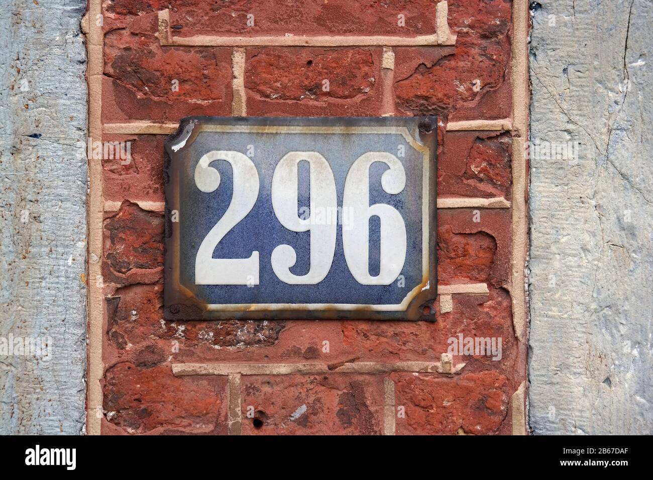 House Number 296 sign. Stock Photo