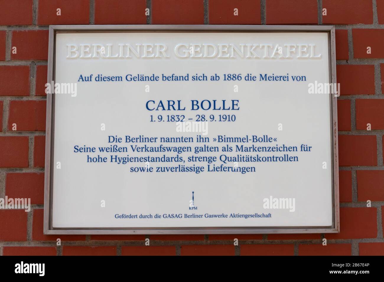 Berlin memorial plaque Carl Bolle Spreebogen Moabit Stock Photo - Alamy