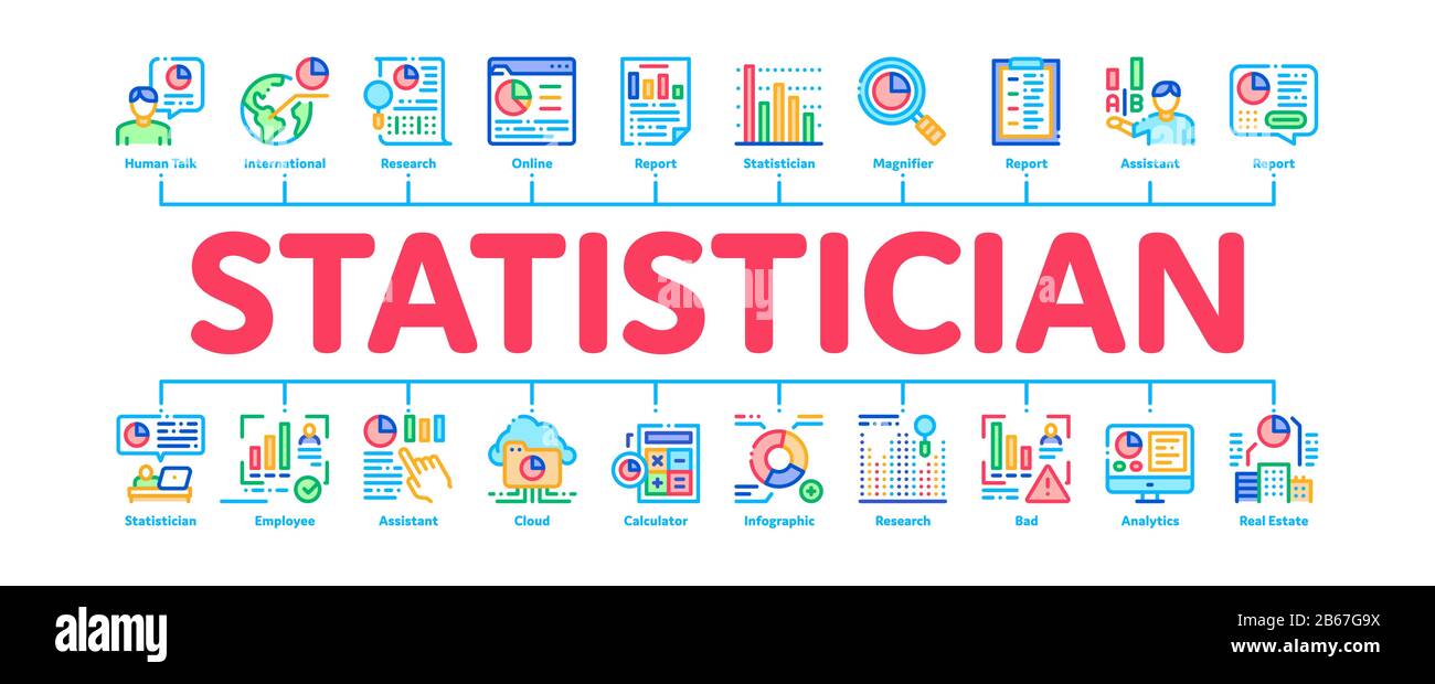 Statistician Assistant Minimal Infographic Banner Vector Stock Vector ...