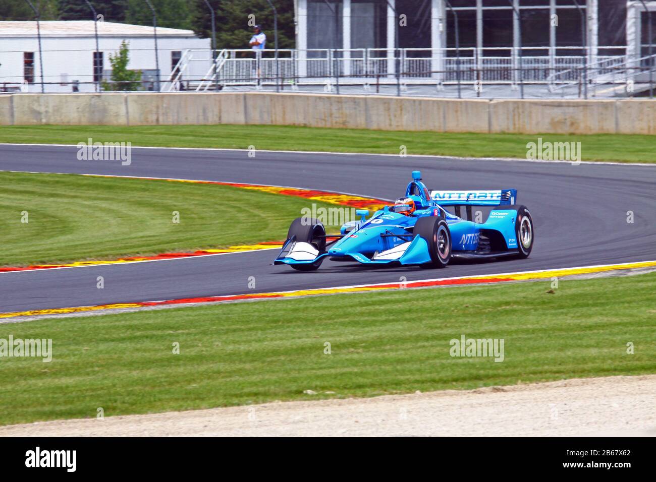 Elkhart Lake, Wisconsin - June 21, 2019: 10 Felix Rosenqvist Chip Ganassi Racing, REV Group Grand Prix at Road America, on course for practice session Stock Photo