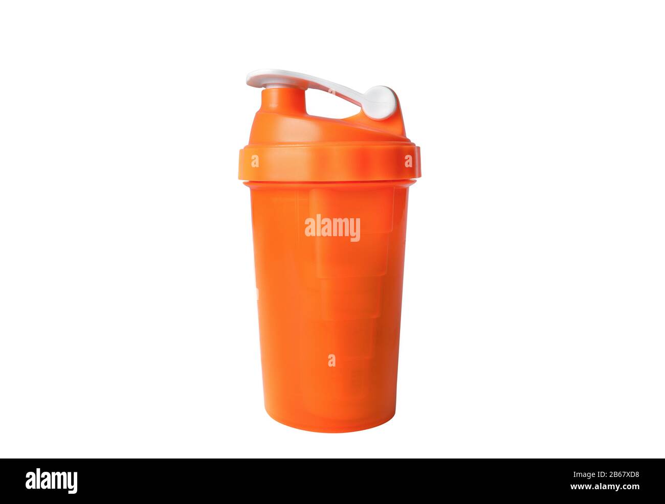 Bright orange modern shaker for sports nutrition isolated Stock Photo Alamy