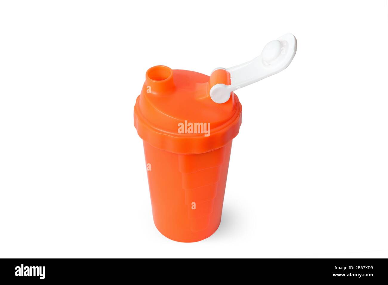 Bright orange modern shaker for sports nutrition isolated Stock Photo -  Alamy