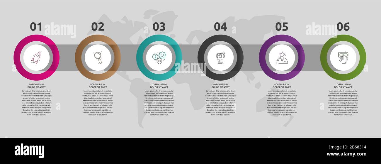 Vector template circle infographics. Business concept with 6 options ...