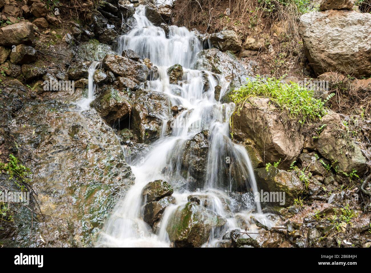 Cascading waterfall in Qadisha valley, Lebanon Stock Photo