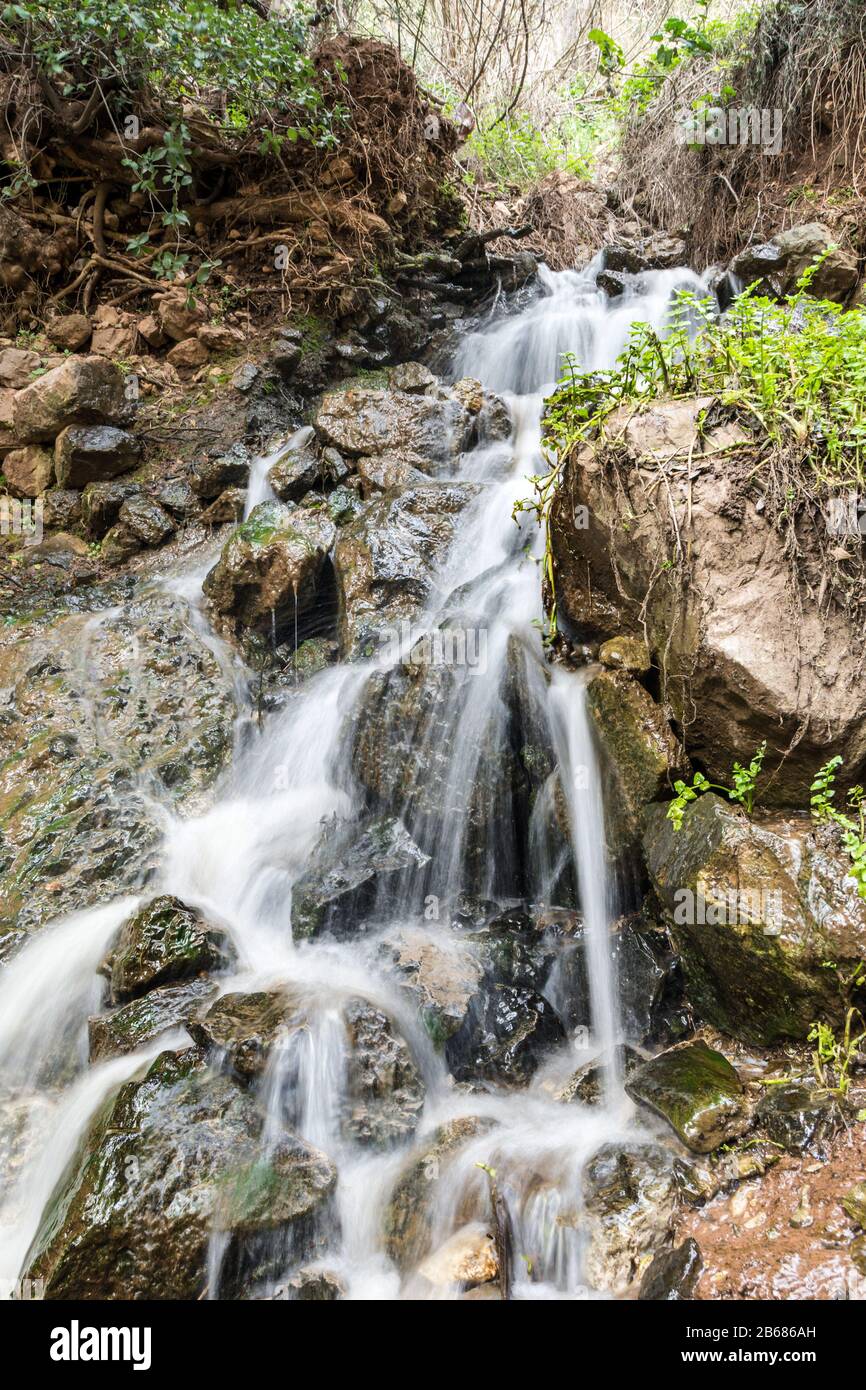 Cascading waterfall in Qadisha valley, Lebanon Stock Photo