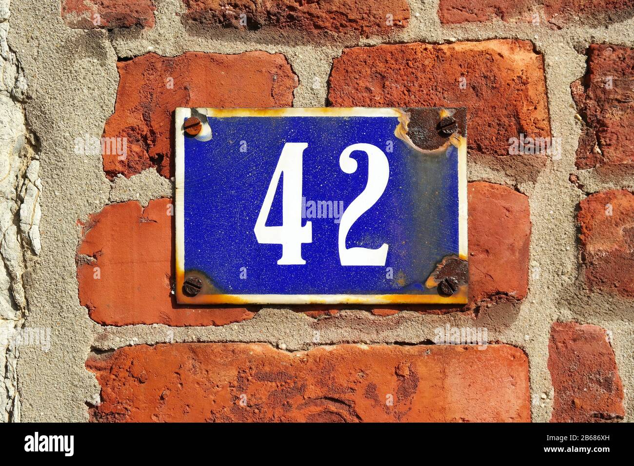 House Number 42 sign. Stock Photo