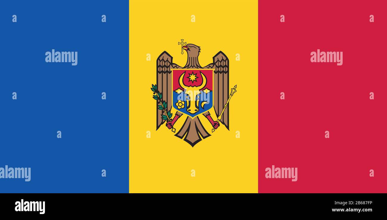 Flag of Moldavia - Moldavian flag standard ratio - true RGB color mode Stock Photo