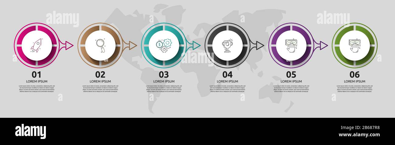 Vector template circle infographics. Business concept with 6 arrows and ...