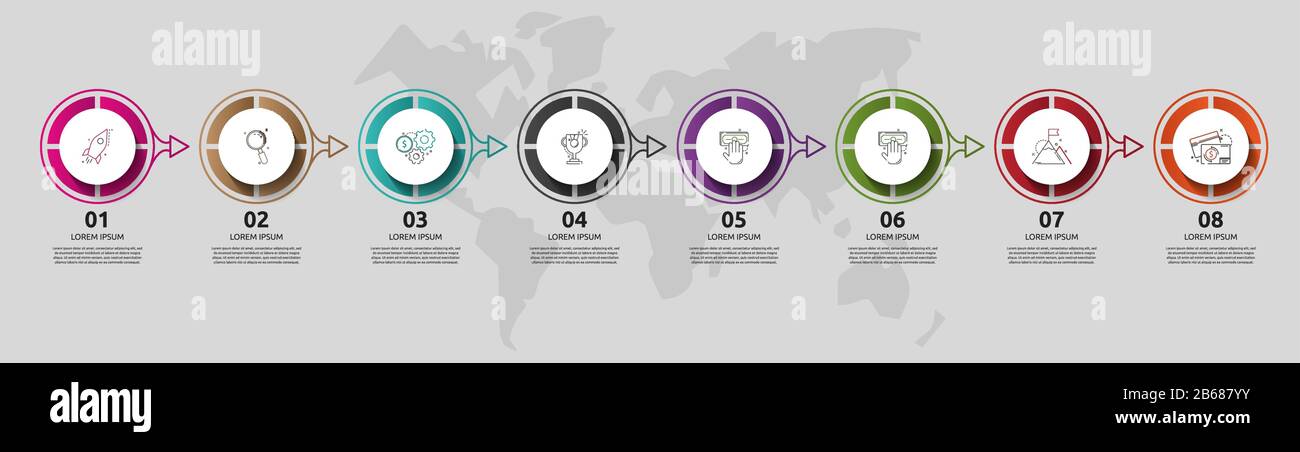 Vector template circle infographics. Business concept with 8 arrows and ...
