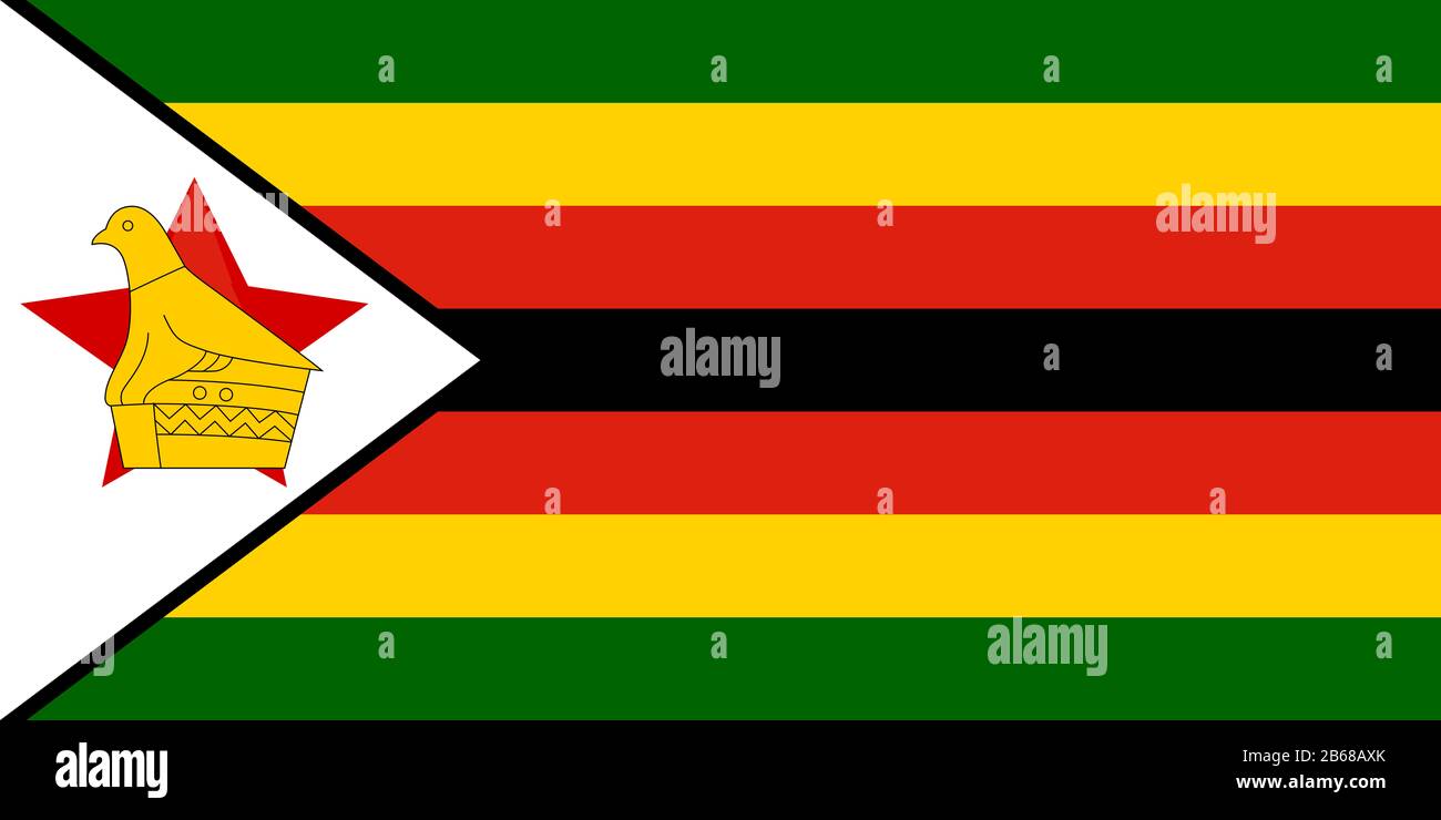 Flag of Zimbabwe - Zimbabwean flag standard ratio - true RGB color mode Stock Photo