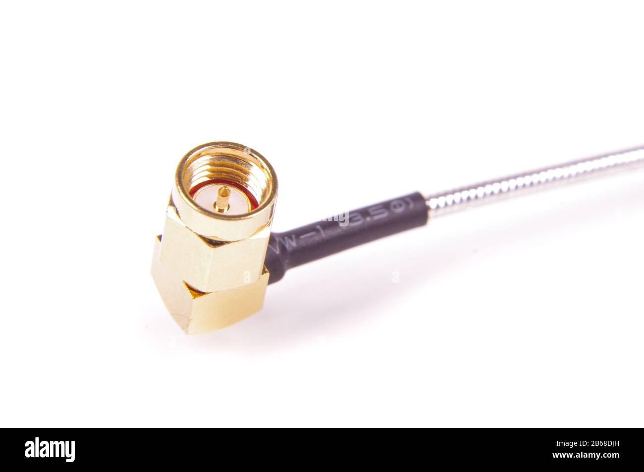 Coaxial 90 degrees angle radio frequency cable with SMA connector macro