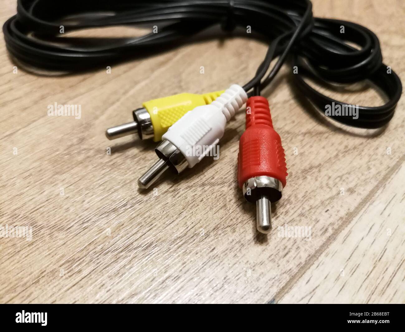 RCA plugs composite video connector for old cameras and tv Stock Photo