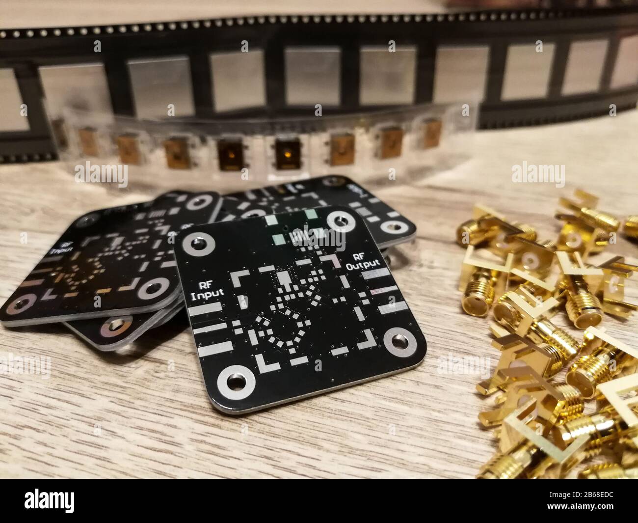 Unassembled radio frequency electronics printed circuit board Stock