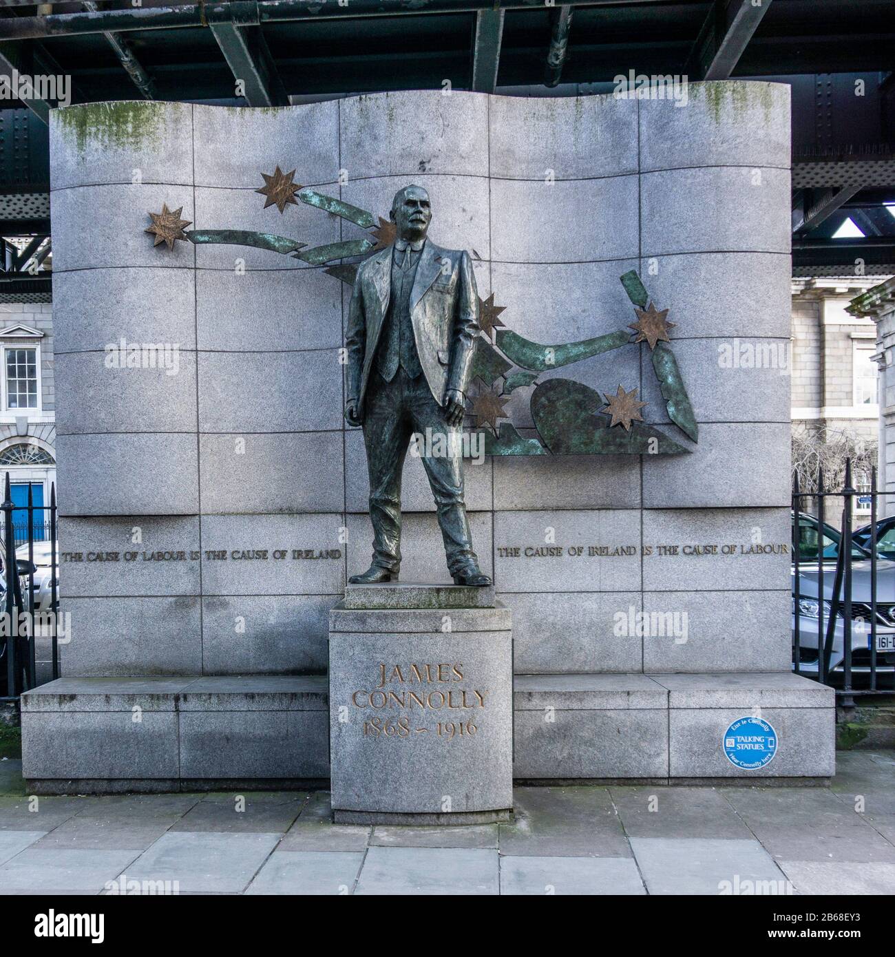 The statue of James Connolly in Beresford Place, Dublin, Ireland, opposite Liberty Hall. Connolly was executed following the 1916 Easter Rising. Stock Photo