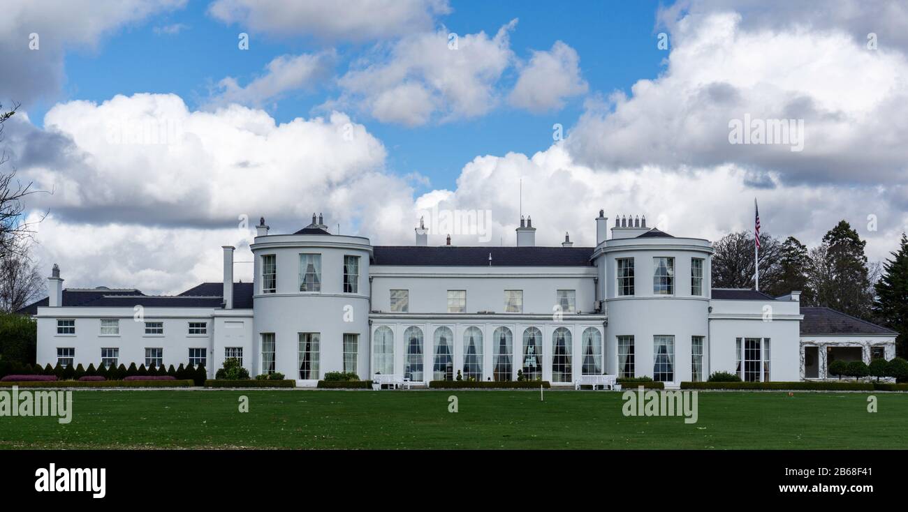 The American Ambassador's Residence in the Phoenix Park Built originally in 1776, it was the official residence of the of the British Chief Secretary Stock Photo