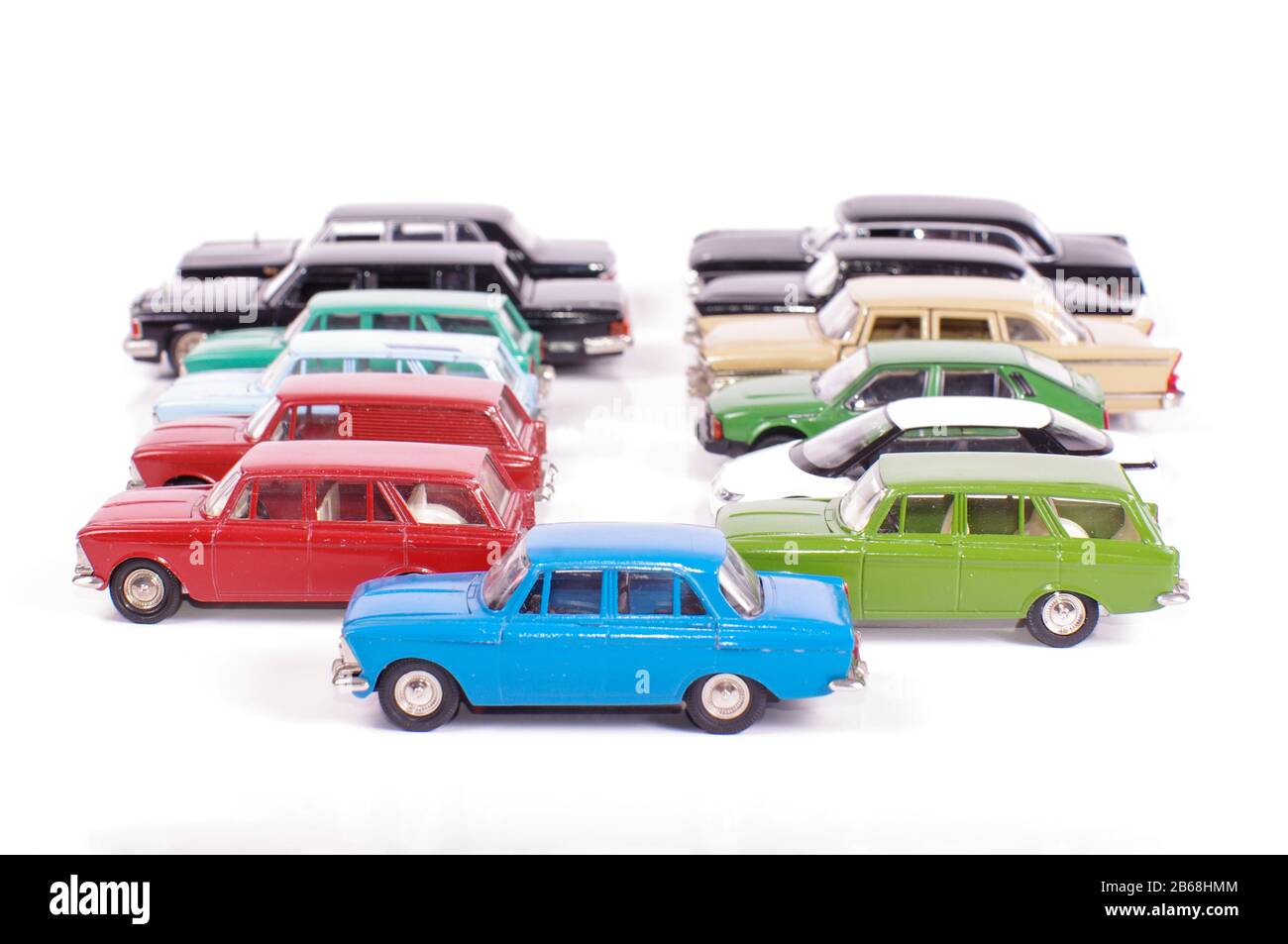 Collection of vintage metal diecast car models isolated on the white background Stock Photo Alamy