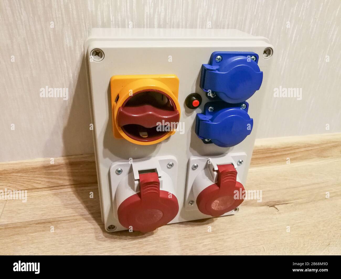 Portable electrical panel with AC outlets and switches for constructions Stock Photo Alamy