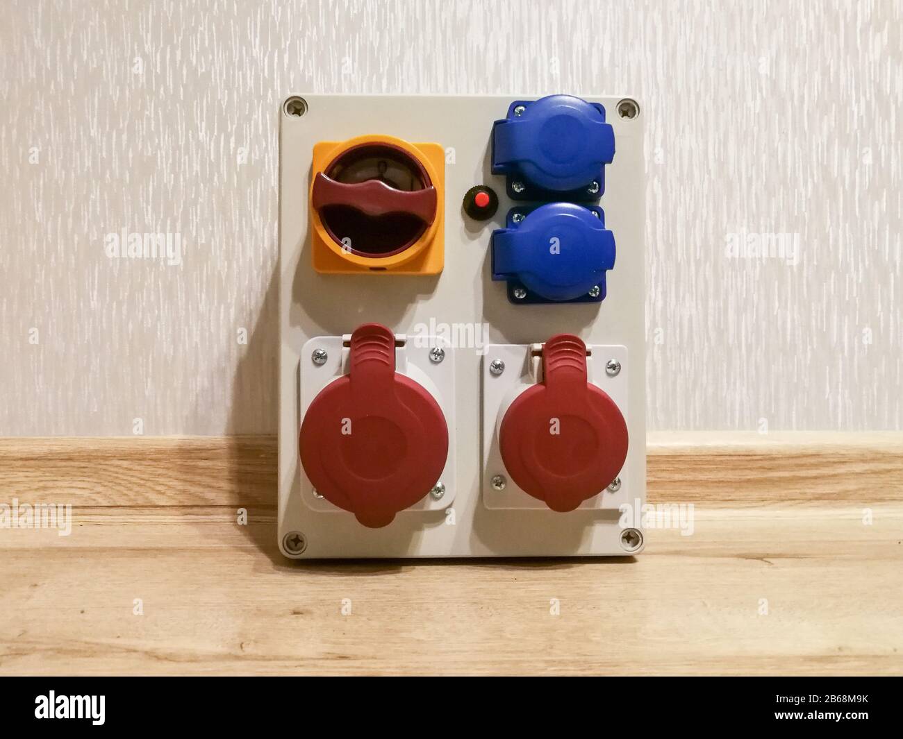 Portable electrical panel with AC outlets and switches for constructions Stock Photo Alamy