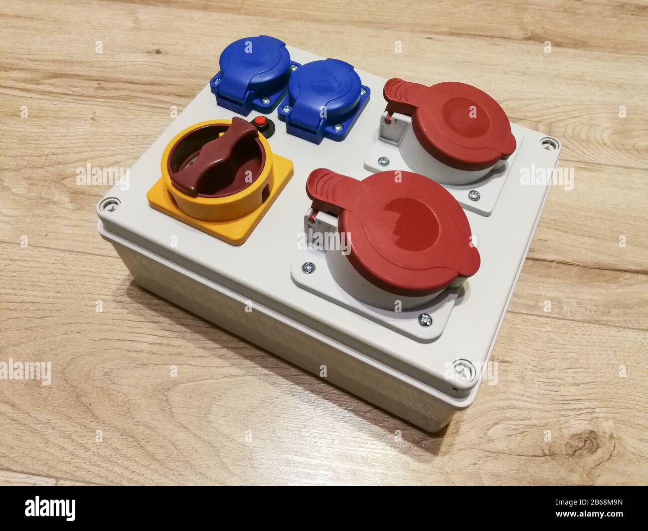 Portable electrical panel with AC outlets and switches for constructions Stock Photo Alamy