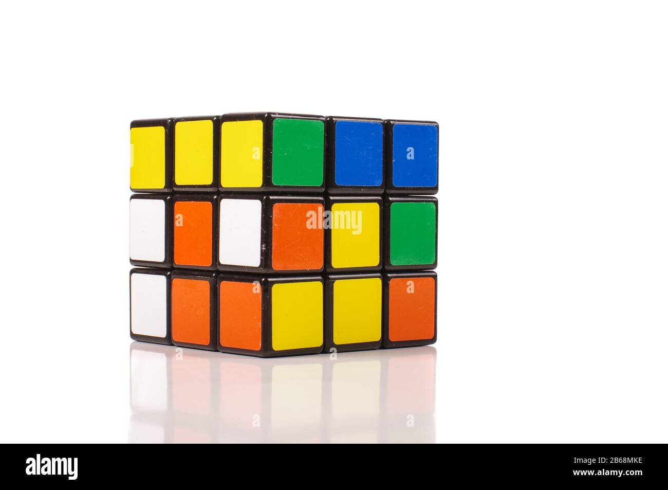 Most popular toy Rubik's cube isolated on the white background Stock