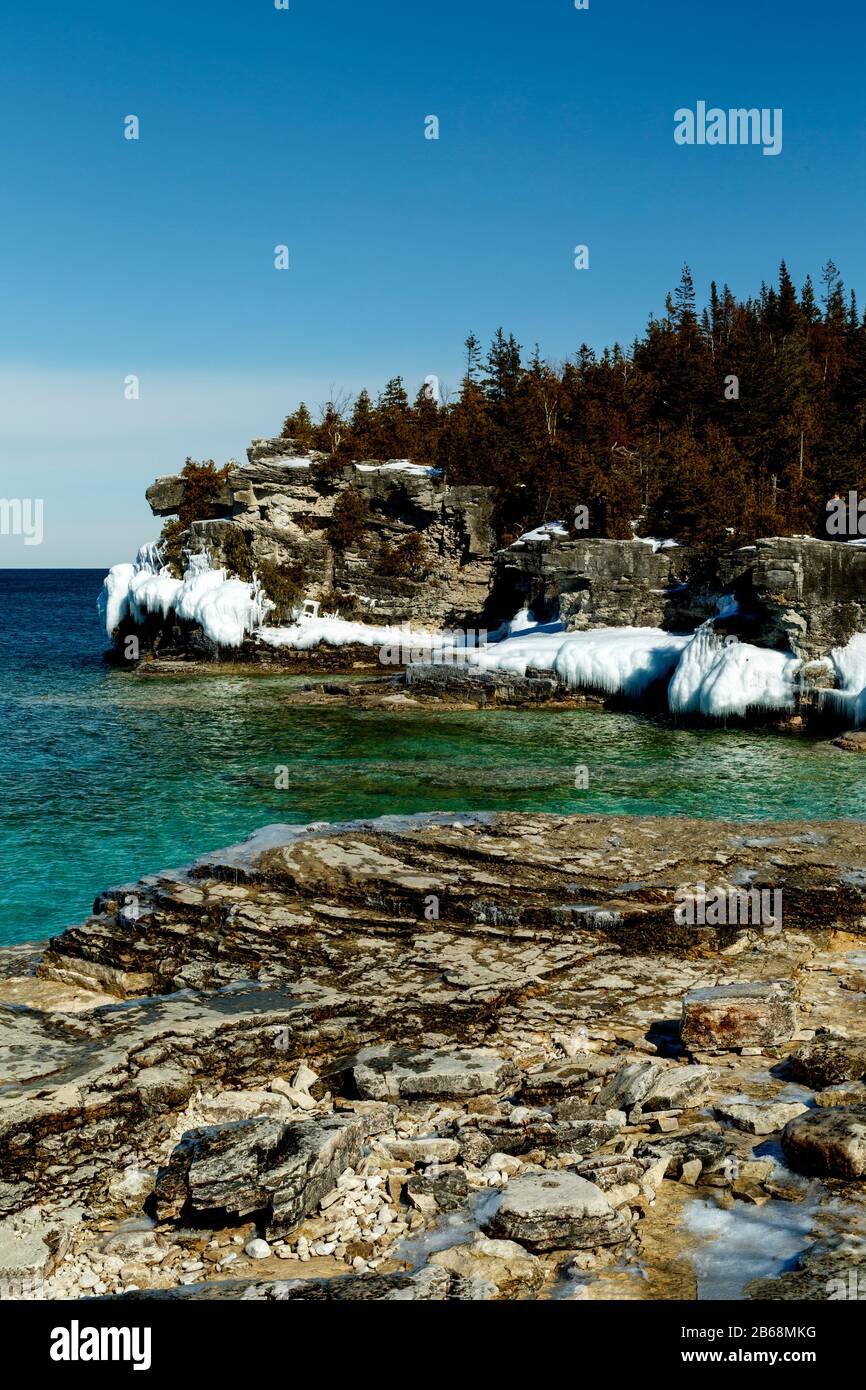 Bruce Peninsula National Park Georgian Bay Tobermory Ontario Canada. The Grotto Stock Photo