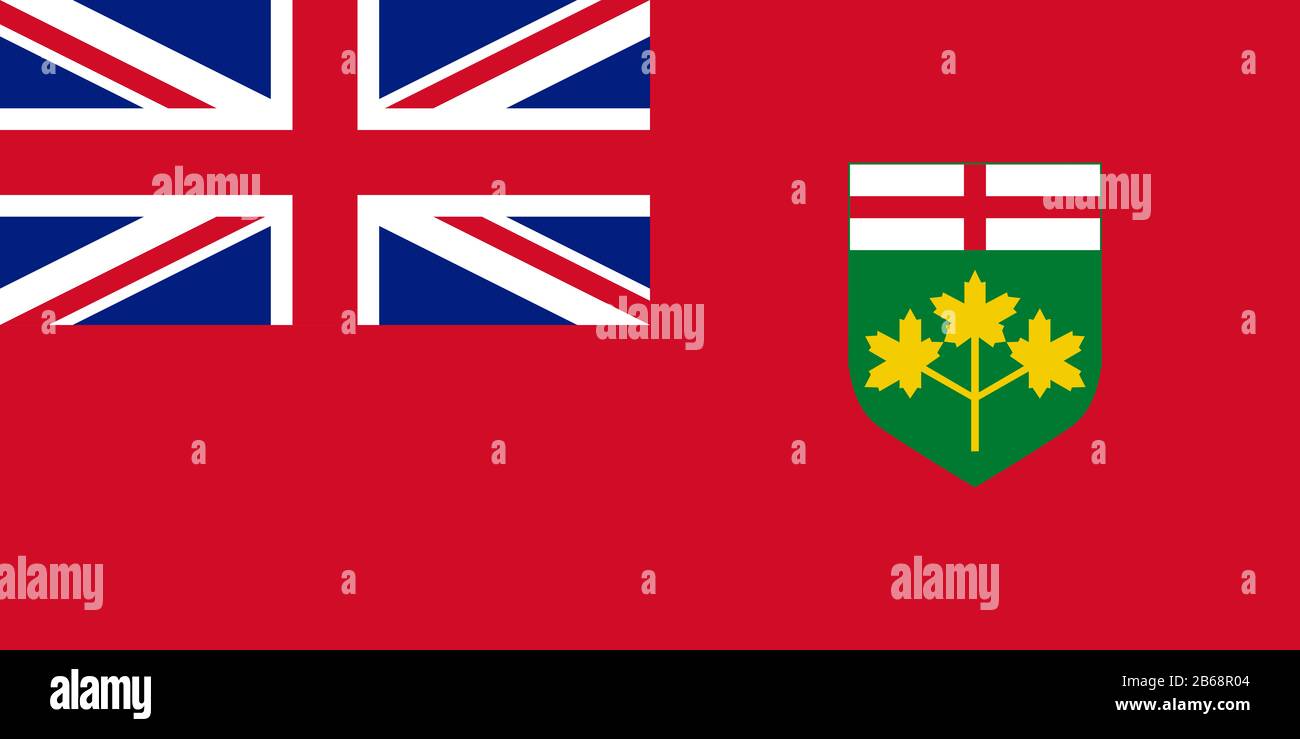 Flag of Ontario Canada- Ontarian flag standard ratio - true RGB color mode Stock Photo