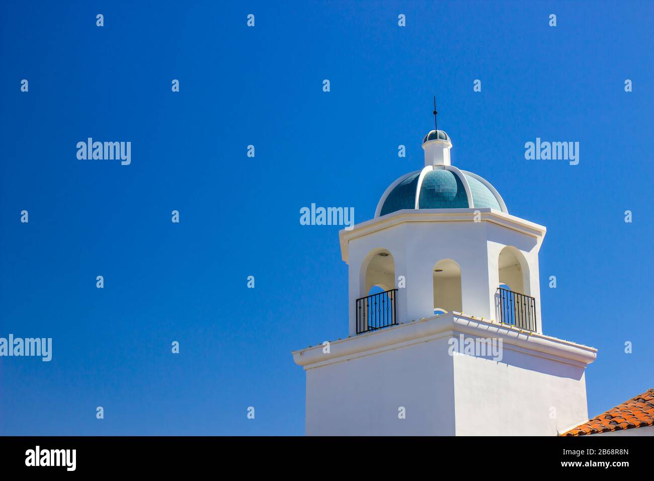 Tiled Dome On White Building Belfry Stock Photo