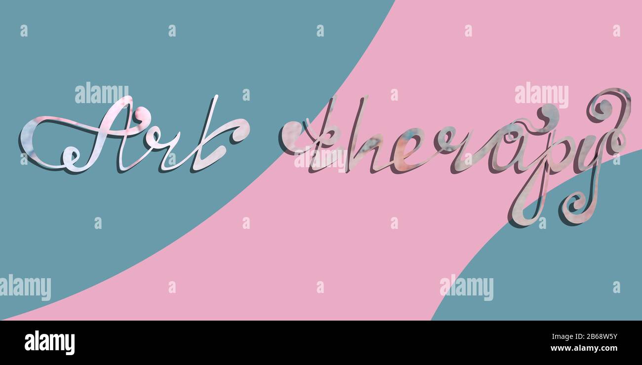 Therapy Lettering Art therapy. Paints and lettering. Watercolor letters. Blue, pink ...