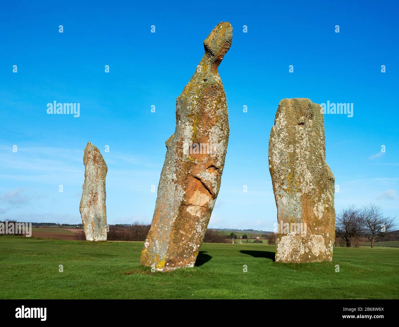 Bronze Age standing stones at Lundin Links Fife Scotland Stock Photo Alamy