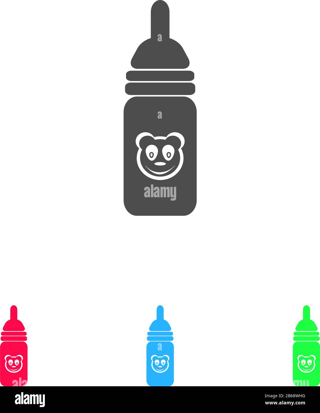Baby milk bottle icon flat. Color pictogram on white background. Vector ...