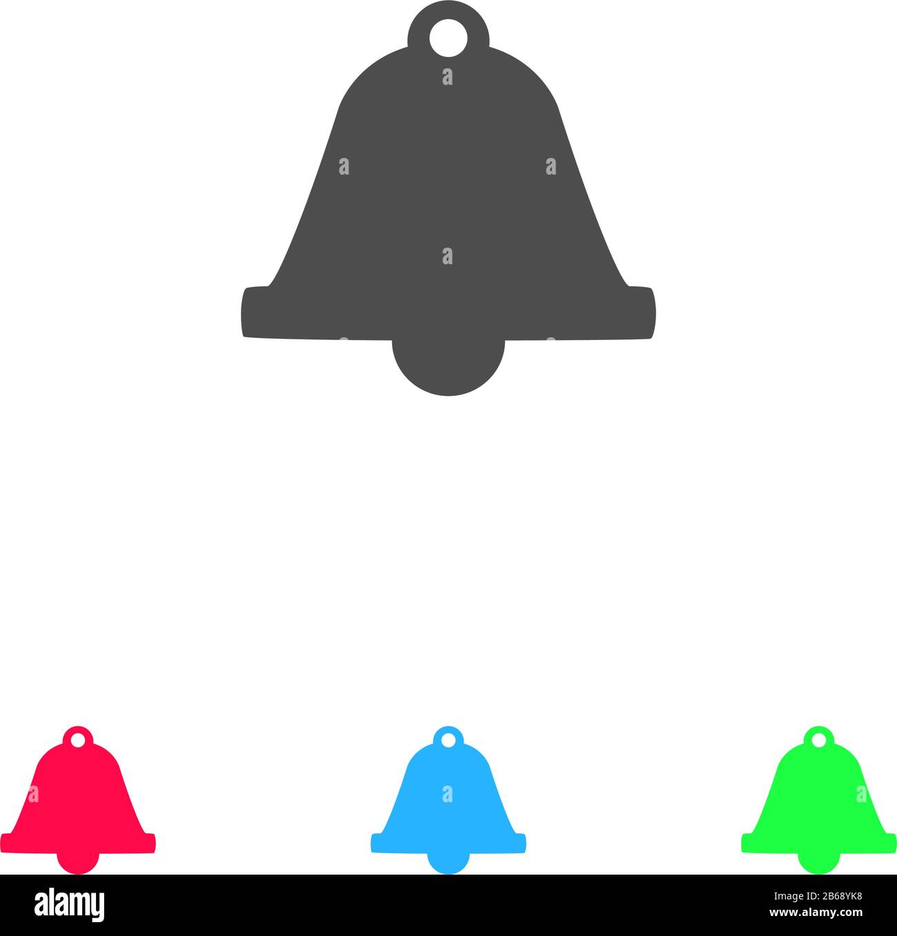 Bell icon flat. Color pictogram on white background. Vector ...