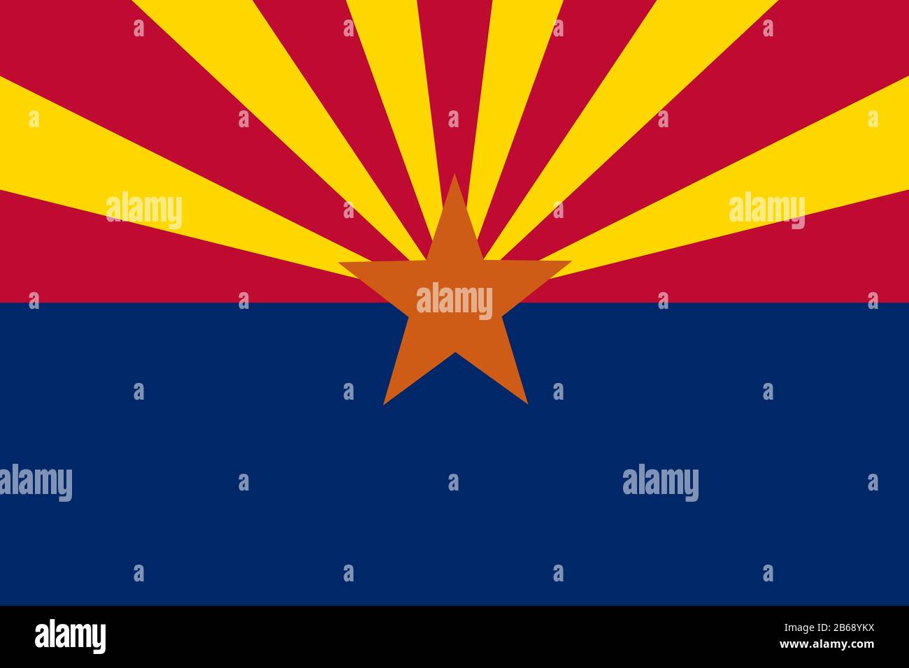 Flag of Arizona US - Arizonan flag standard ratio - true RGB color mode Stock Photo