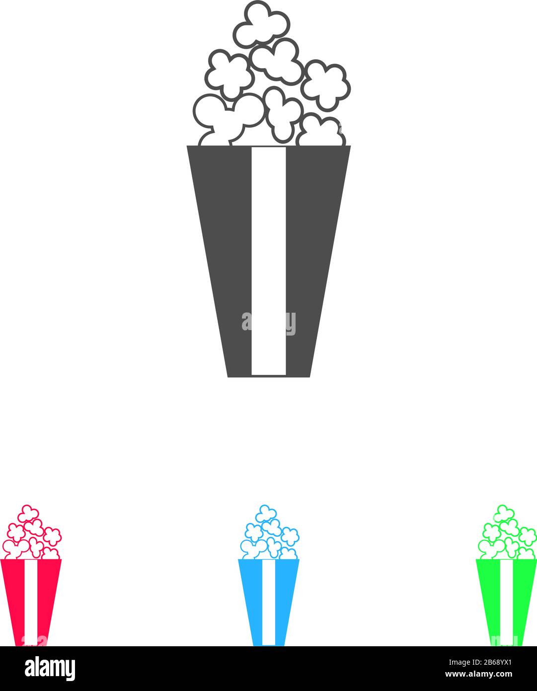 Popcorn icon flat. Color pictogram on white background. Vector ...
