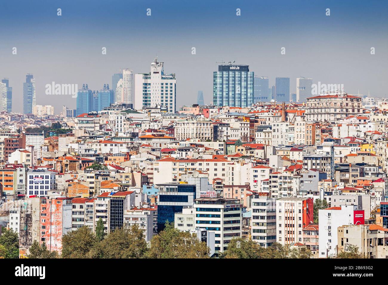 11 SEPTEMBER 2017, TURKEY, ISTANBUL: Cityscape with buildings and skyscrapers, zoom lens view Stock Photo