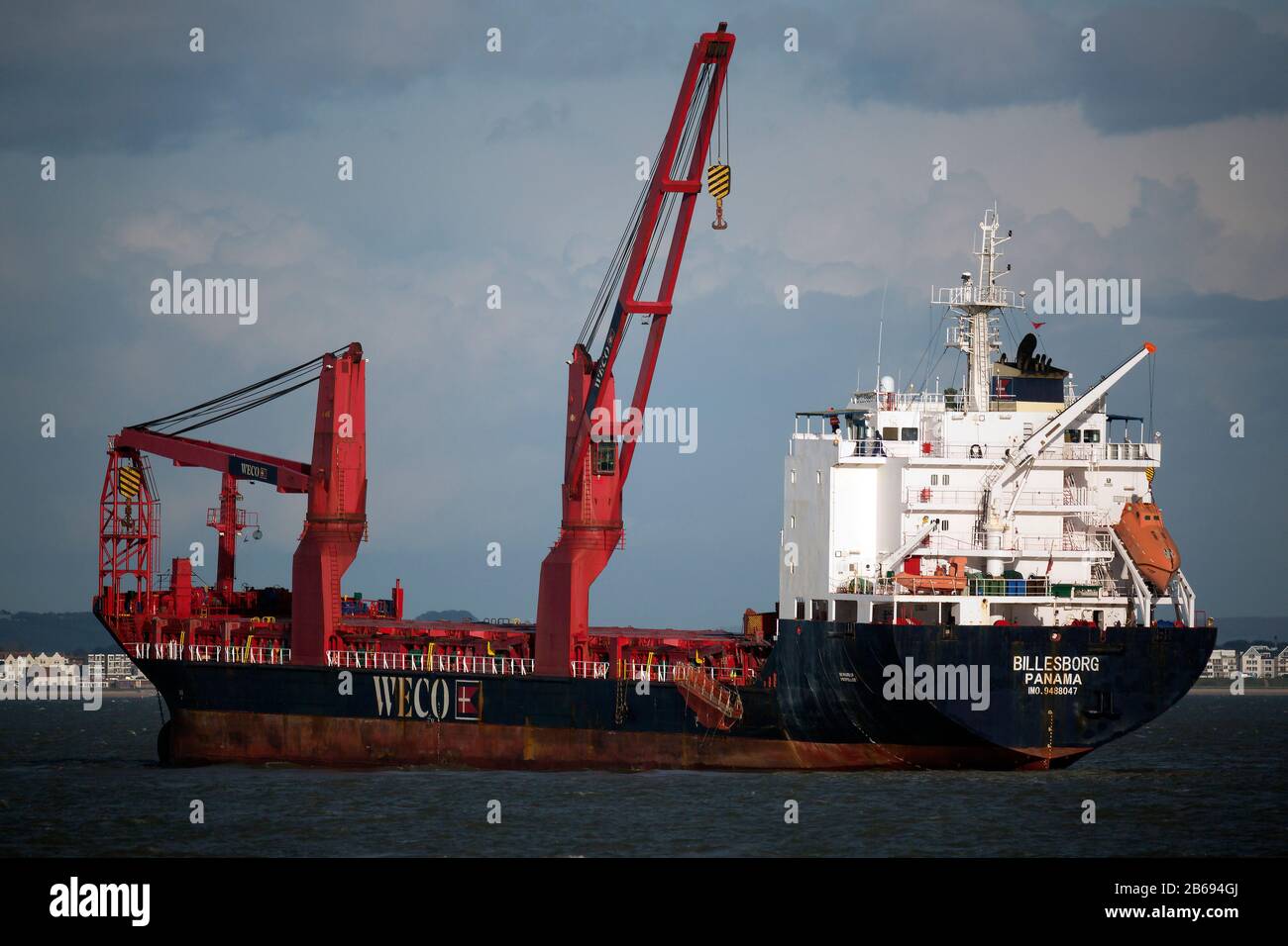 Ship,Billesborg,general,cargo,The Solent,Cowes,Isle of Wight,Engalnd,UK, Stock Photo