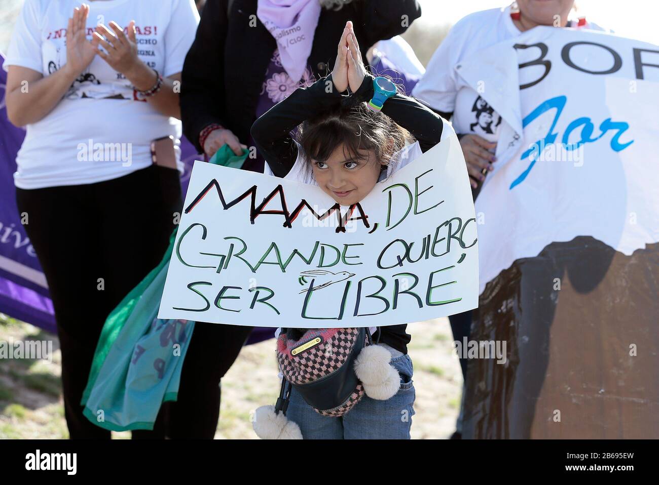 USA. 10th Mar, 2020. Women and children marched Monday from Bowie High School in solidarity with women across Mexico who are marching to end violence towards women. 5 Womens March (Photo by Mark Lambie/El Paso Times/Imagn/USA Today Network/Sipa USA) Credit: Sipa USA/Alamy Live News Stock Photo