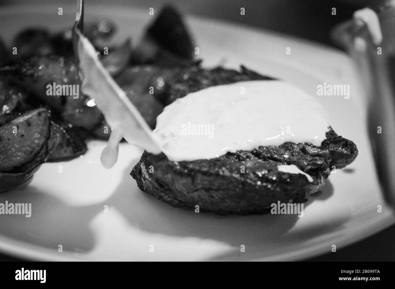 Beef steak Black and White Stock Photos & Images - Alamy