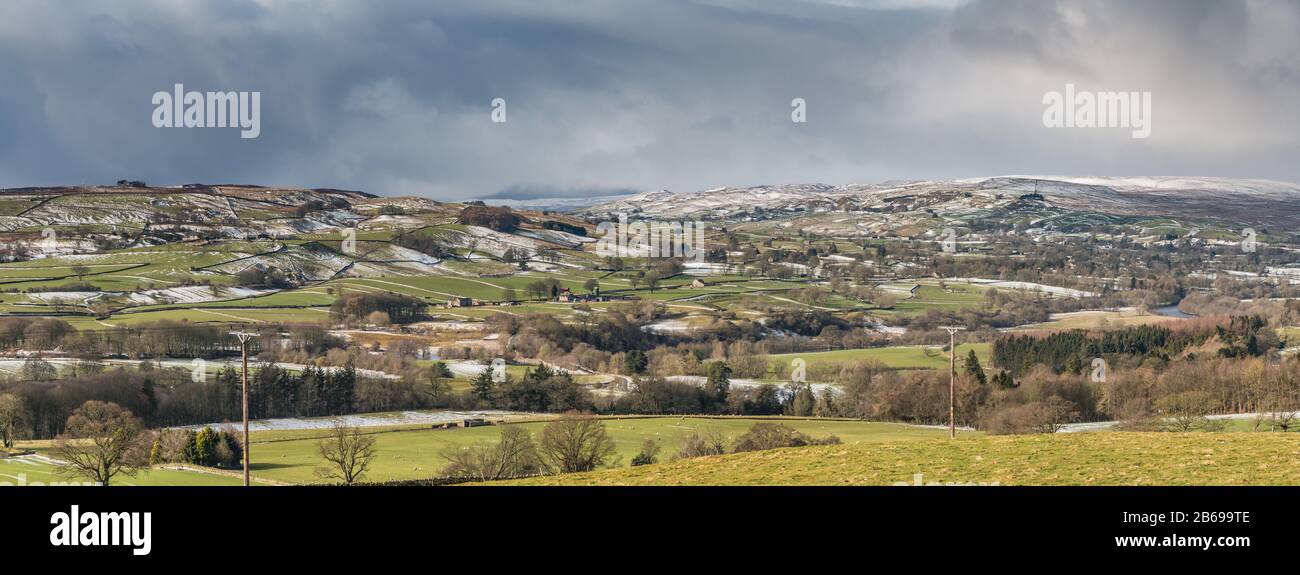 Teesdale and Lunedale Winter Panorama Stock Photo